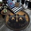 Black Bears Round Area Rug,Carpet Rug for Living Room Bedroom Sofa Playroom Decor,Non-slip Floor Mat