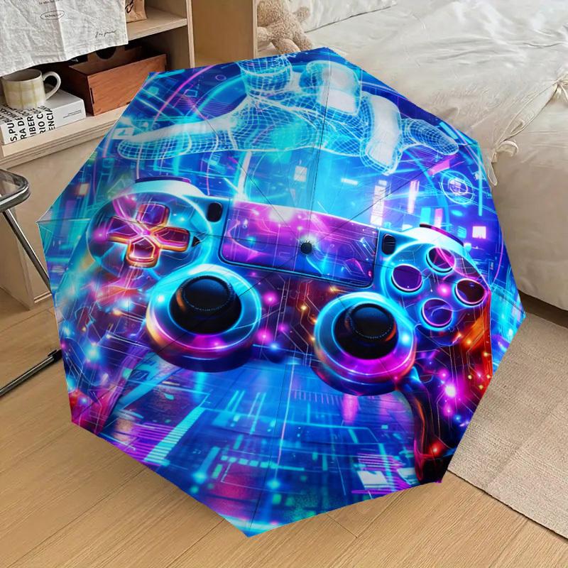 1pc Cyberpunk Gamepad Pattern Umbrella Design Automatic Opening and Closing Umbrella, High-quality Travel Umbrella, c1128159