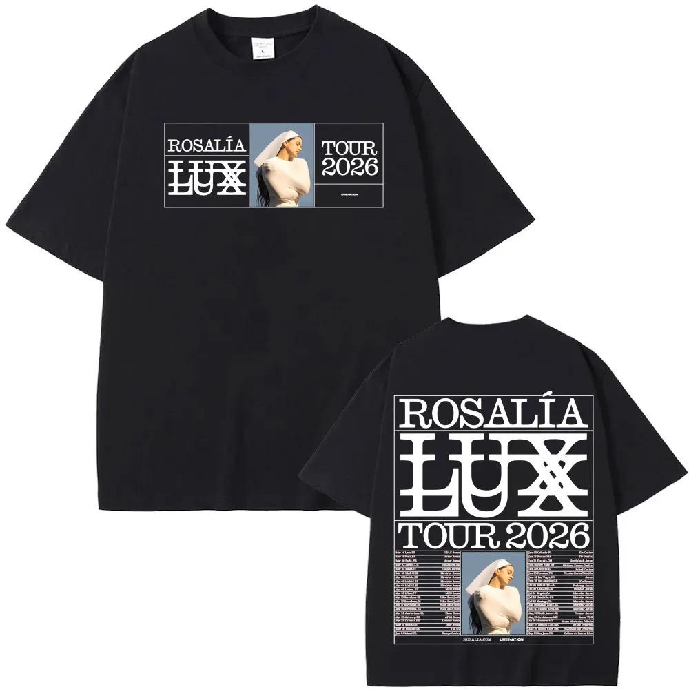 ROSALIA LUX tour 2026 T-SHIRT 2026 ROSAIA Same As Official Website High Quality Tee-shirt 100%Cotton Harajuku Round Neck TEES