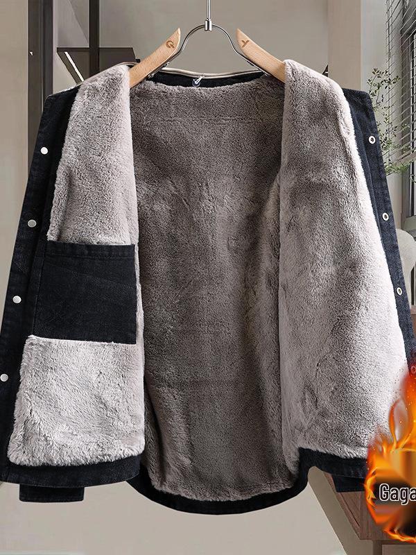 Men's Trendy Velvet-Lined Denim Hooded Jacket for Youth - Winter Warmth