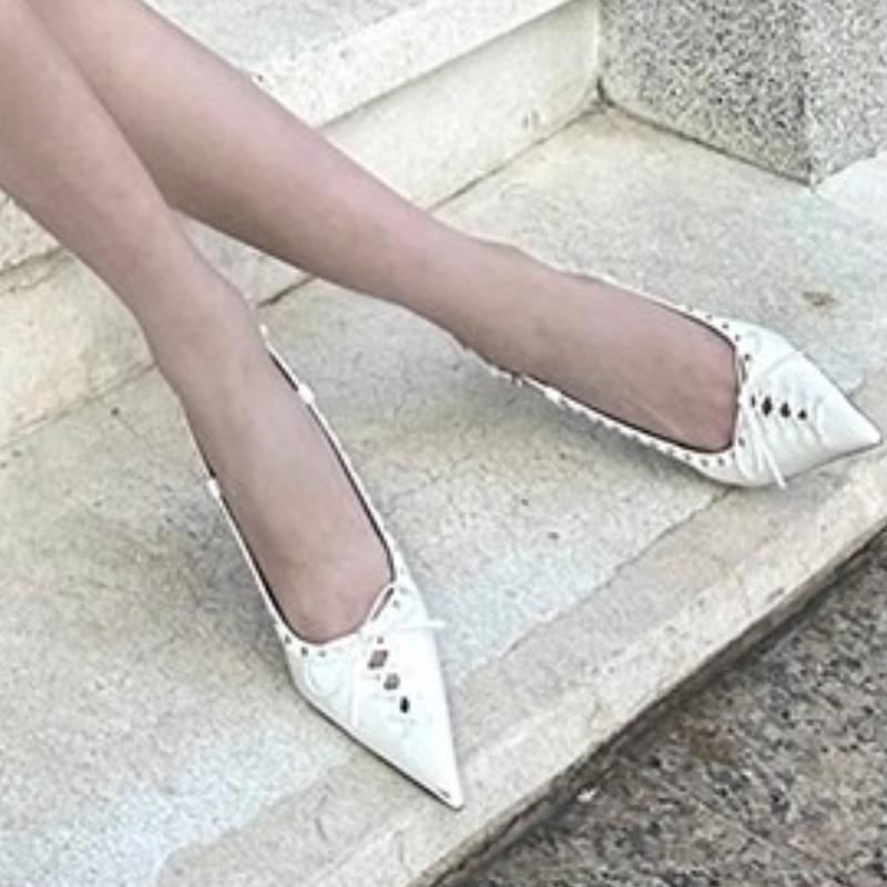 Fashion 2025 Summer New Women's Sandals Fashion Pointed Rivet Thin High Heels Single Shoes Sexy Banquet Party High Heels