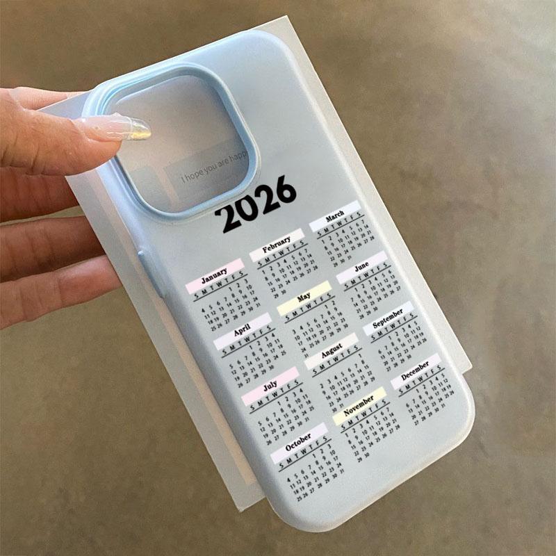 Fashion New 2026 Calendar Pattern Phone Case For iPhone 17 16 Pro Max 15 14 13 12 11 XS X XR 16E 7 8 16 Plus 17 Air Jelly Cover