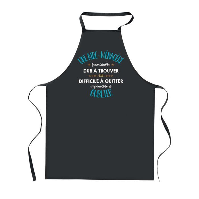 Planetee Tablier de Cuisine Noir Une Aide-Ménagère Formidable – Cadeau Femme, Barbecue, Jardinage, Tâches ménagères