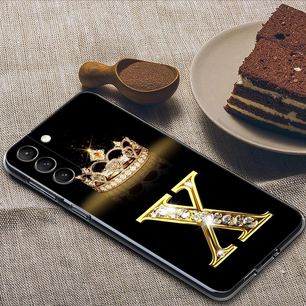 Diamond Crown First Initials Letter N Clear Samsung S24 Ultra Case For Galaxy S21 S20 FE S22 Ultra S23 S24 Plus Cases Soft Cover