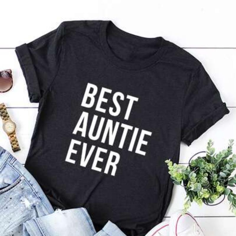 Best Auntie Ever Print Aunt Shirt Fashion Summer Tops Women T-Shirt Gift for Aunt
