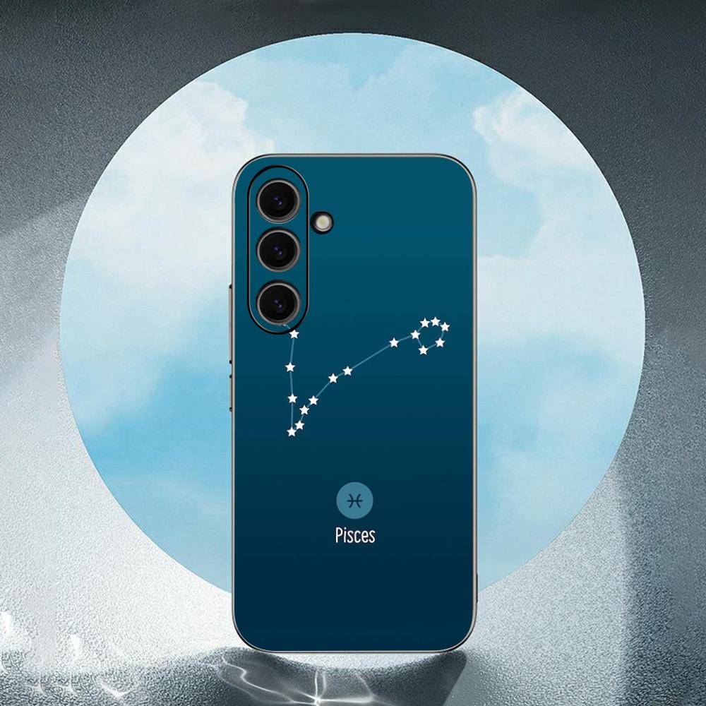 12 Constellations Zodiac Signs Luxury Black Phone Case For Samsung Galaxy S23 S24 S25 Ultra S22 Plus S21