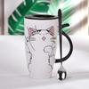 600ml Cute Cat Ceramics Coffee Mug with Lid Large Capacity Animal Mugs Creative Drinkware Coffee Tea Cups Novelty Gifts Milk Cup