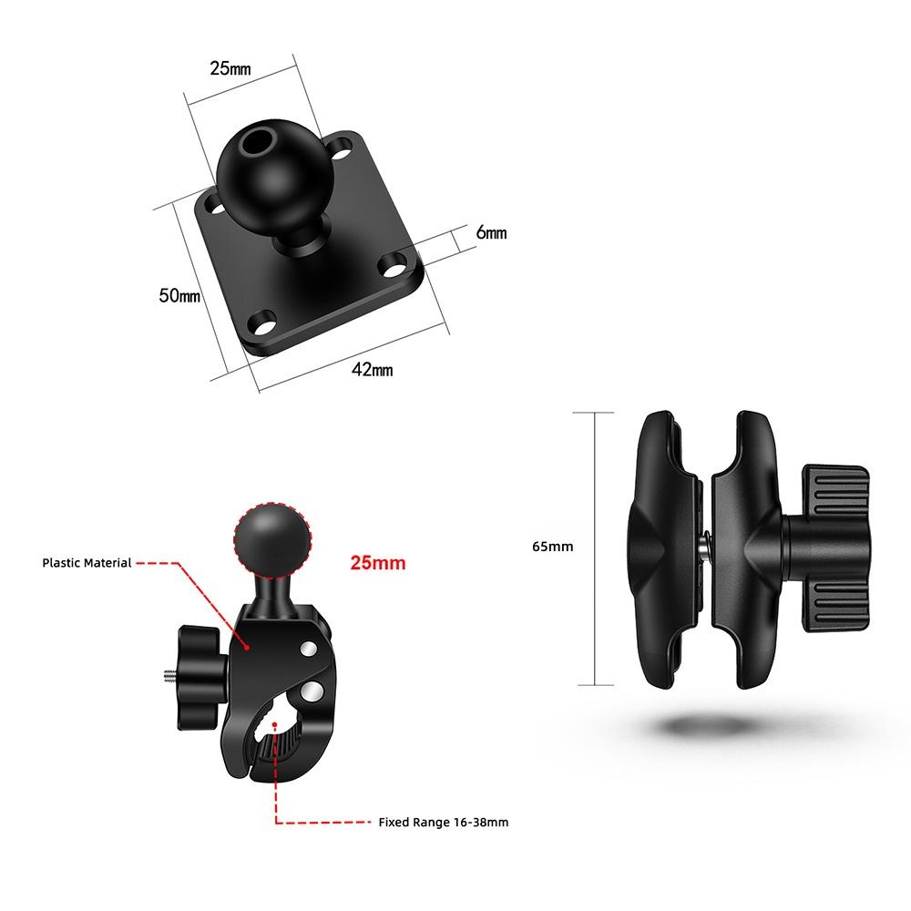 Tough-Claw Mount with Double Socket Arm and Round AMPS Base Adapter for 1 Inch Motorcycle Mount Gadgets Extension Arm