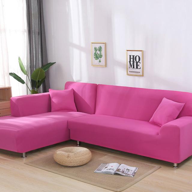 Sofa Cover Spandex Solid Color Elastic Sofa Cover For Living Room 1 /2 /3 /4 Set Seater Sectional Corner Slipcovers Sofa L Shape