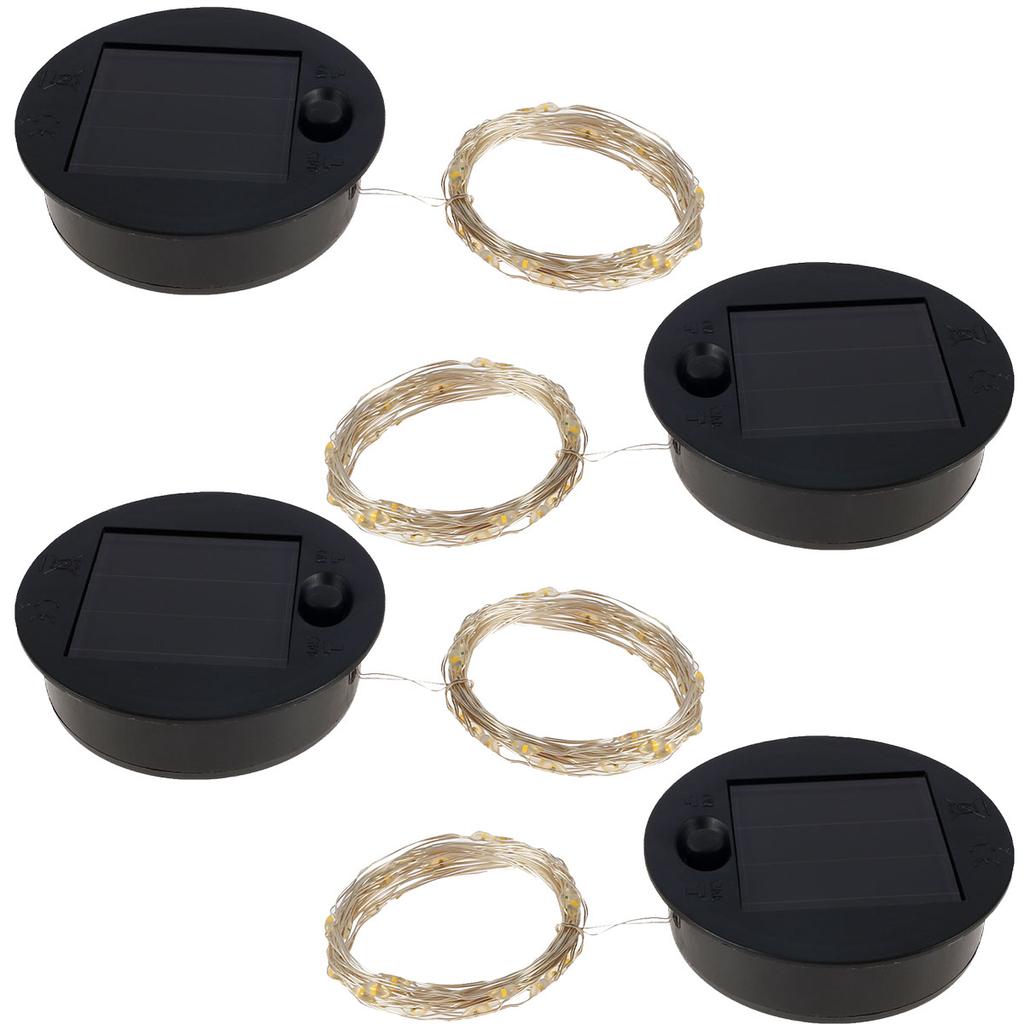 Solar Lantern Light Replacement Tops LED Round Solar Panel Lantern Lids Solar Lights Replacement Parts with 30 LED String Lights