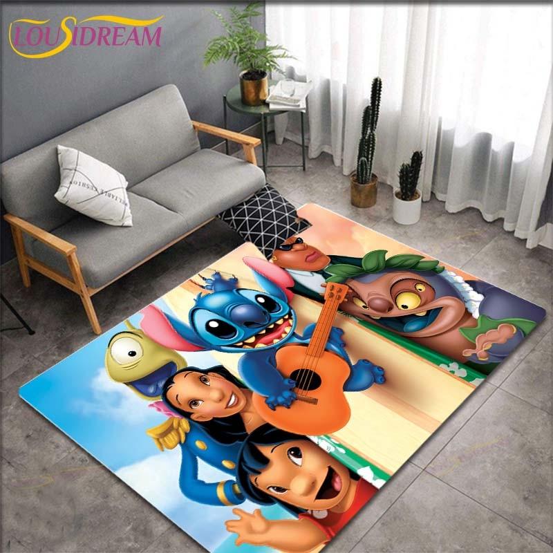 Anime Stitch Pattern Carpets Living Room Anti-Skid Area Rug Kids Bedroom Mats Yoga Mat Large Carpet Decor