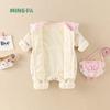 Baby Winter Romper Girls Long Sleeve Cotton Footless Bodysuit With Snap Thick Warm Outfit 66-90cm Infants