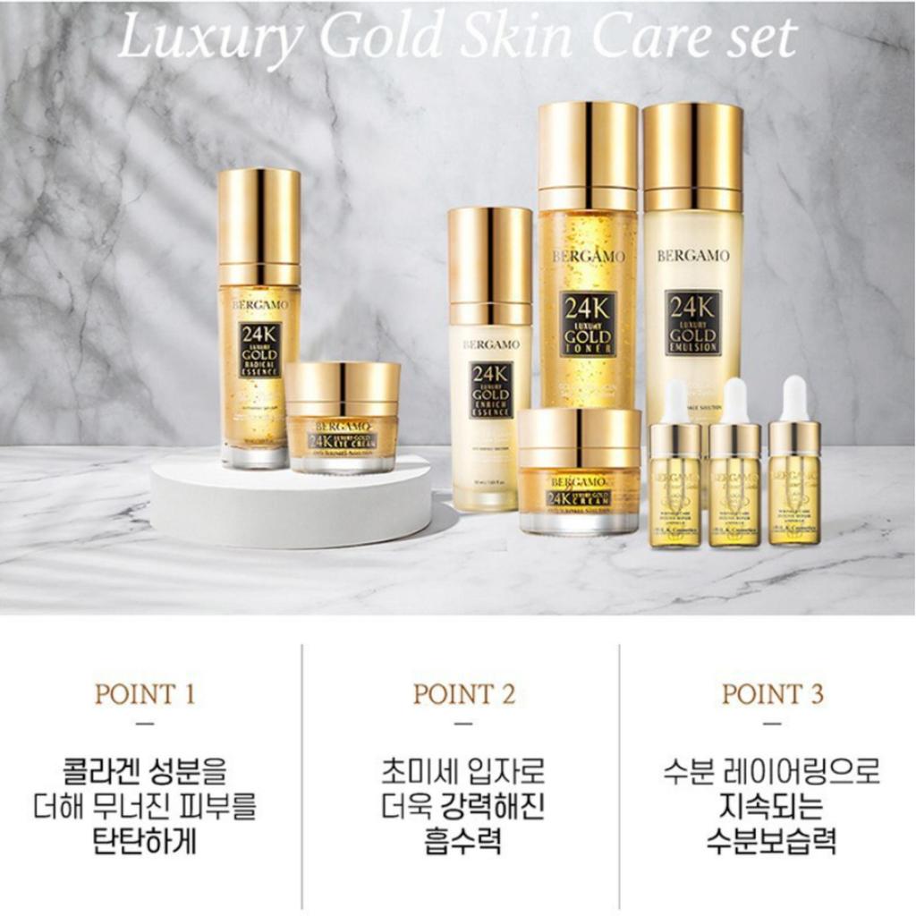 Bergamo Luxury Gold Skin Care 9 Pieces Set