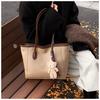 Large Capacity Fashion Tote Bag Women Detachable Charm Faux Leather Shoulder Bucket Purse Commuter Handbag