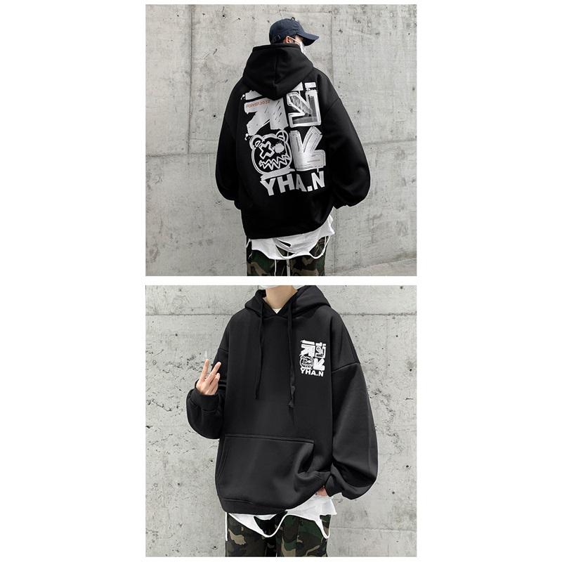 Men's Oversized Graphic Hoodie Hip Hop Style Long Sleeve Pullover Sweatshirt