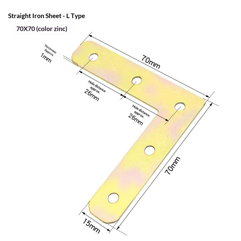 L-Shaped Iron Corner Code 90 Degree Right Angle Fixator L-Shaped Bracket Furniture Bed Frame Cabinet Connector