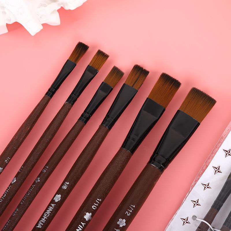 6pcs Multi Specification Nylon Brush Set, Oil Painting Watercolor Art Student Specific Painting Brush