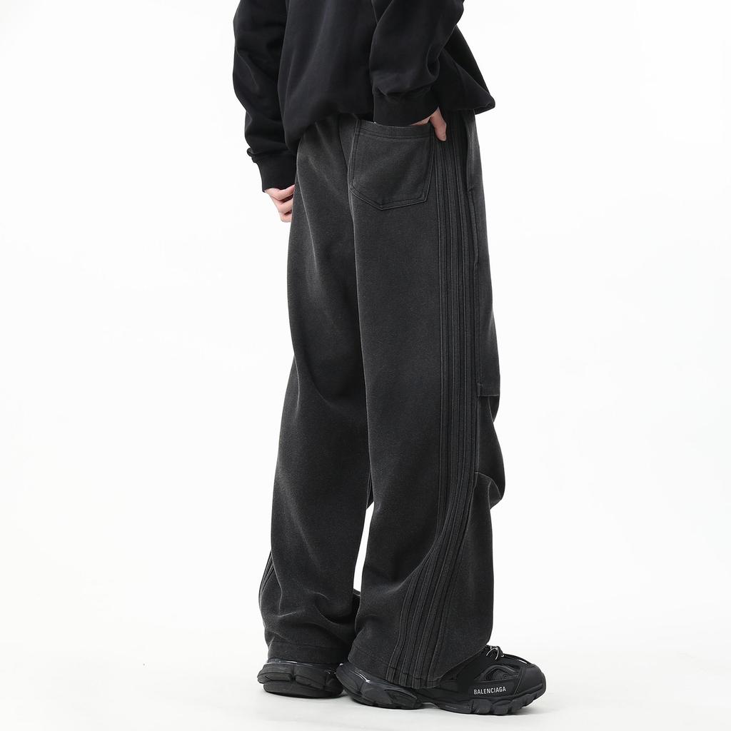 Unisex Retro Wide-Leg Sweatpants - Autumn/Winter Casual Streetwear