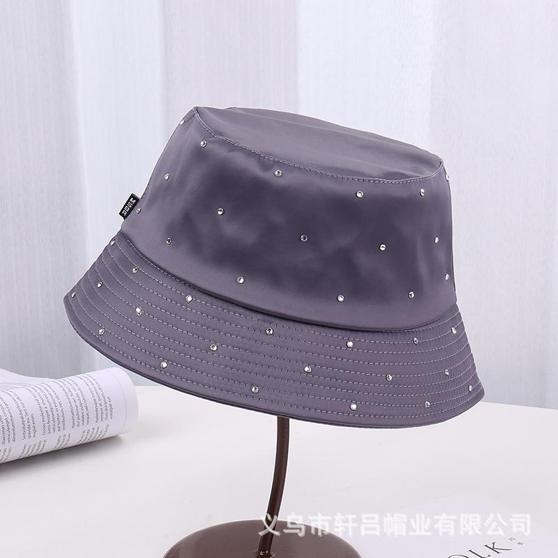 New Satin Basin Hat Women's Casual Versatile Hot Diamond Gypsy Fashion Bucket Hat Spring Sun Protection Visor