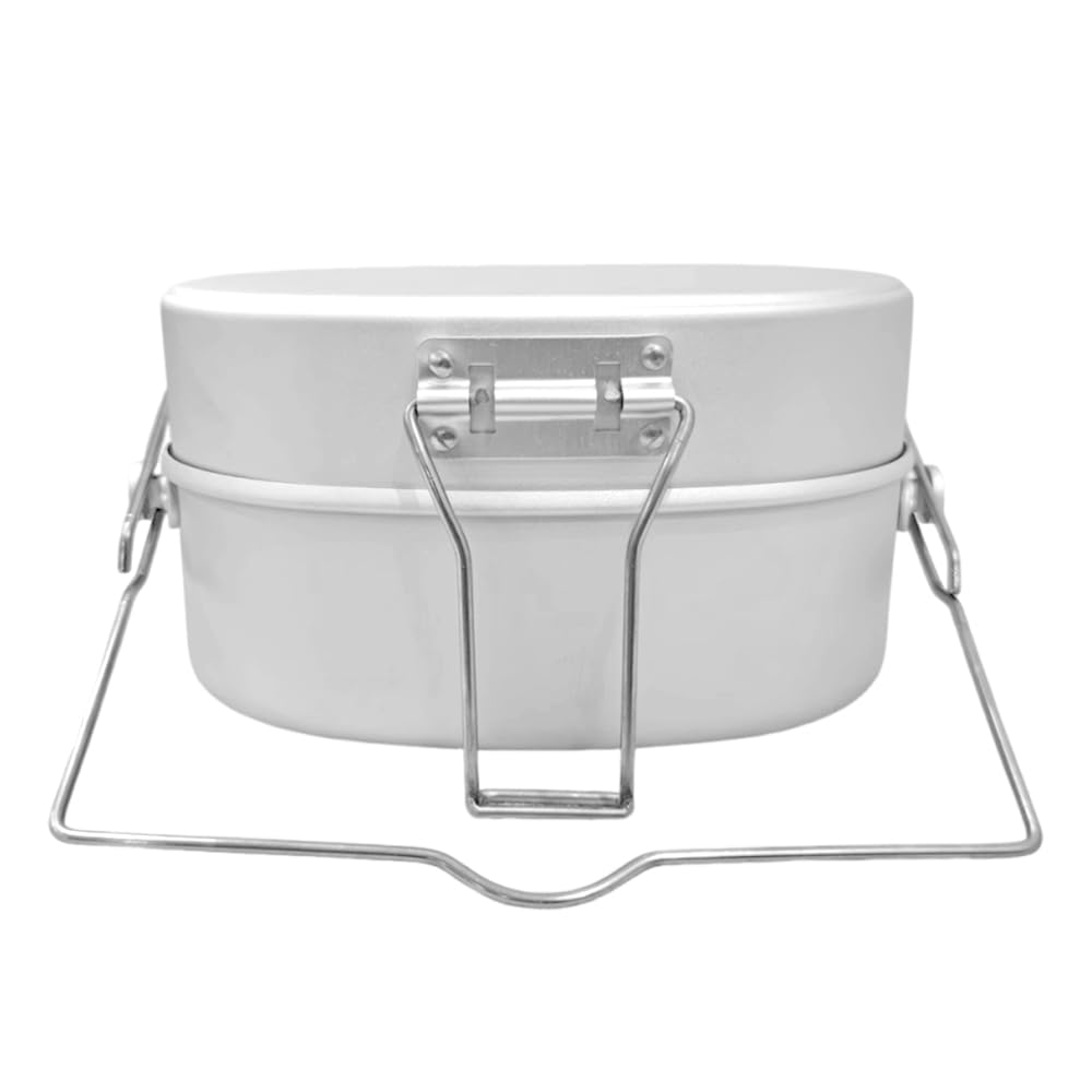 Single Soldier Aluminum Lunch Box, Portable Multifunctional Lunch Box for Outdoor Camping and Military Training (Pure Aluminum Color)