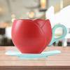 Lovely Tulip Drinking Cup with Saucer Ceramic Tulip Shaped Teacup Creative Vintage Mug Home Afternoon Tea Cappuccino Tableware
