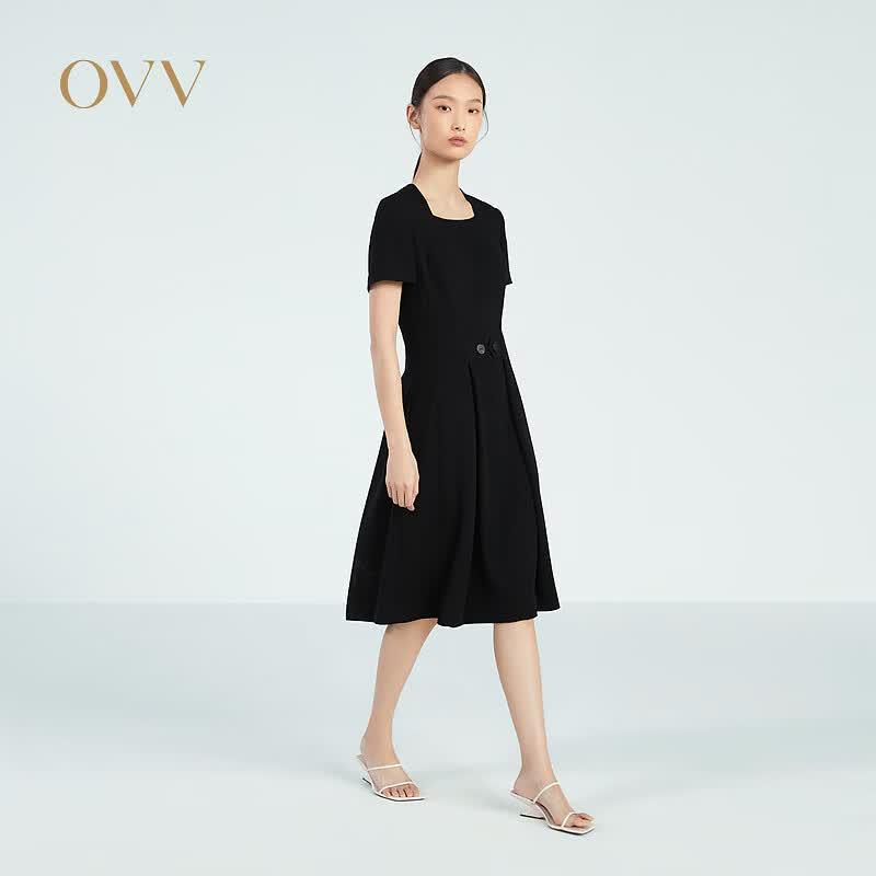 OVV Women s Square Neck Short Sleeve Midi Dress M