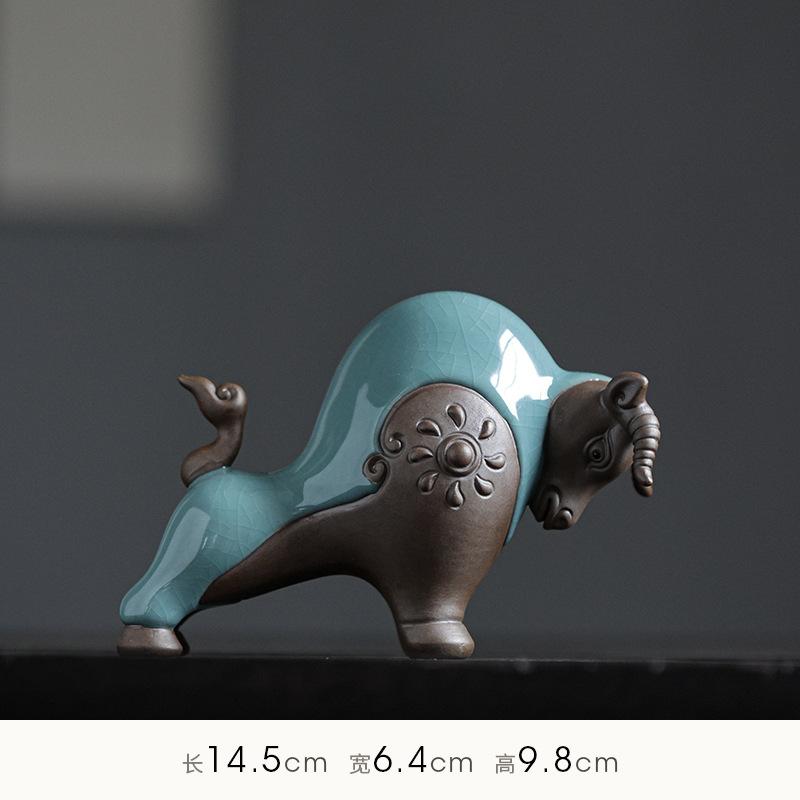 Keramisk Wall Street-tjurstaty Tjurfäktning Bisonoxe Skulptur Heminredning Djurfigur Kontorsskrivbord Feng Shui Prydnader Gåva