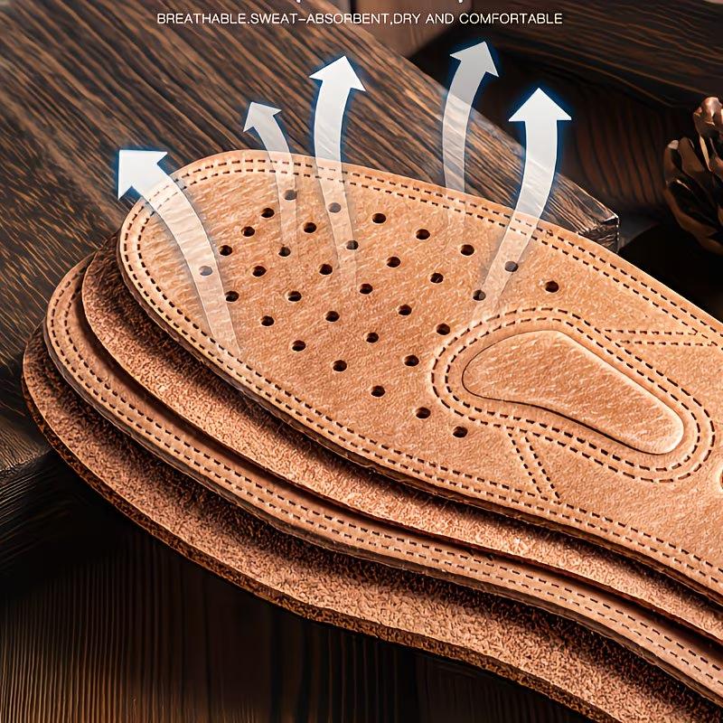 Genuine Leather Breathable Thin Lightweight Shoe Insoles Summer Active Comfort Arch Support Cushion Men Women
