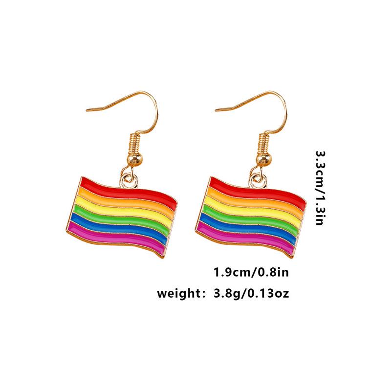 Colorful Alloy Rainbow Flag Love Earrings