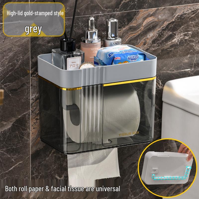 Wall-Mounted Bathroom Tissue & Towel Holder