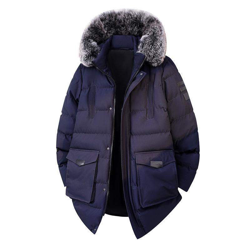 

Большого размера длинная хлопковая куртка для мужской зимы, съемная хлопковая куртка с капюшоном и утолщенным большим меховым воротником. 4XL