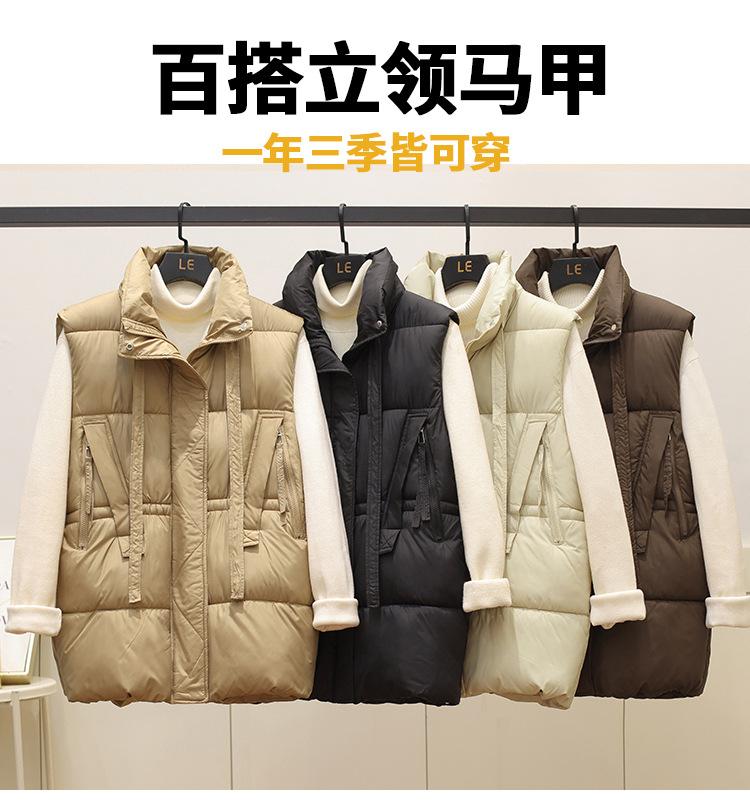 This year's popular large-size fat MM European station down cotton clothes vest women's stand-up collar waist loose vest jacket tide