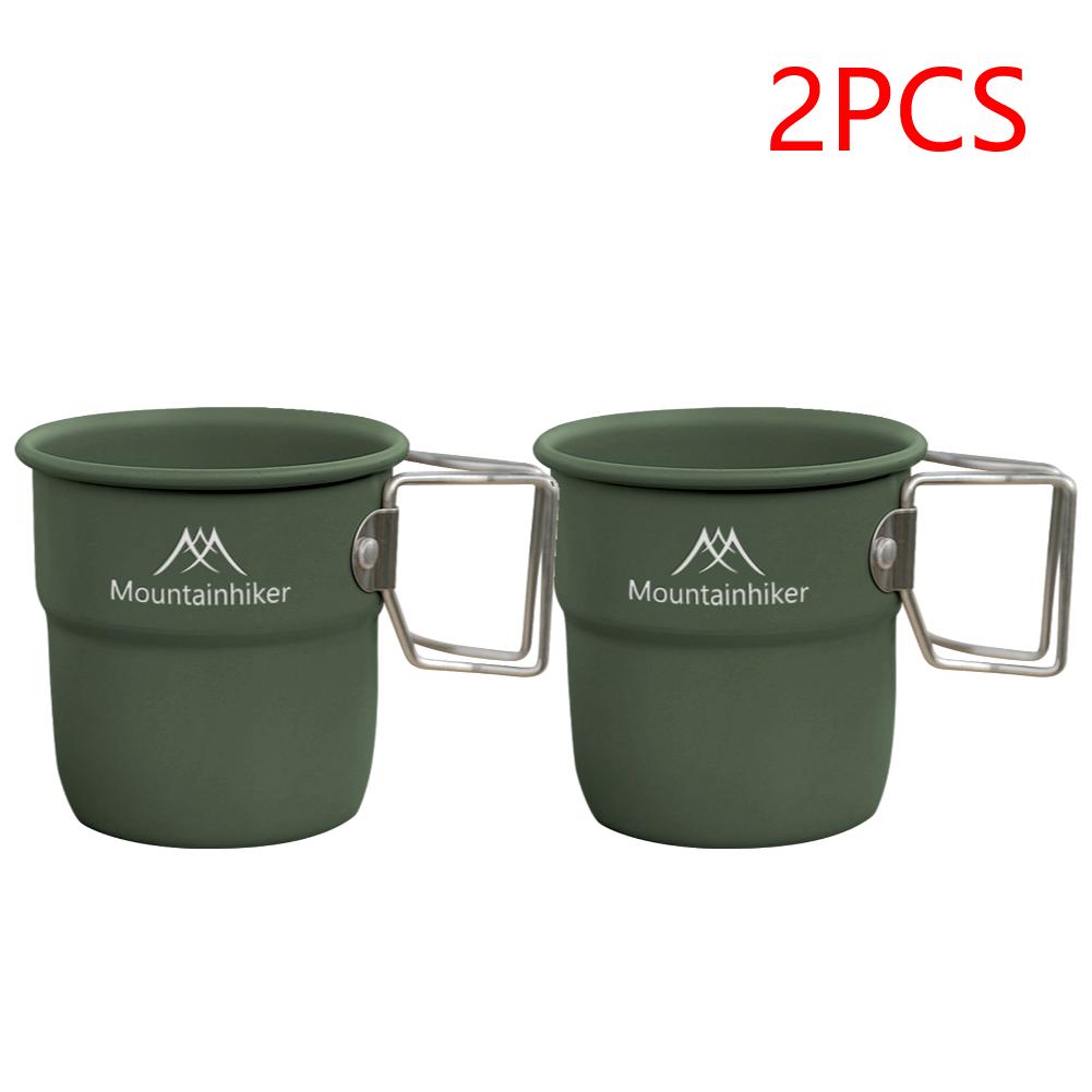 1-5PCS 300ml Camping Water Cup with Foldable Handle Picnic Water Mug Aluminum Alloy Lightweight Camping Cup for Outdoor