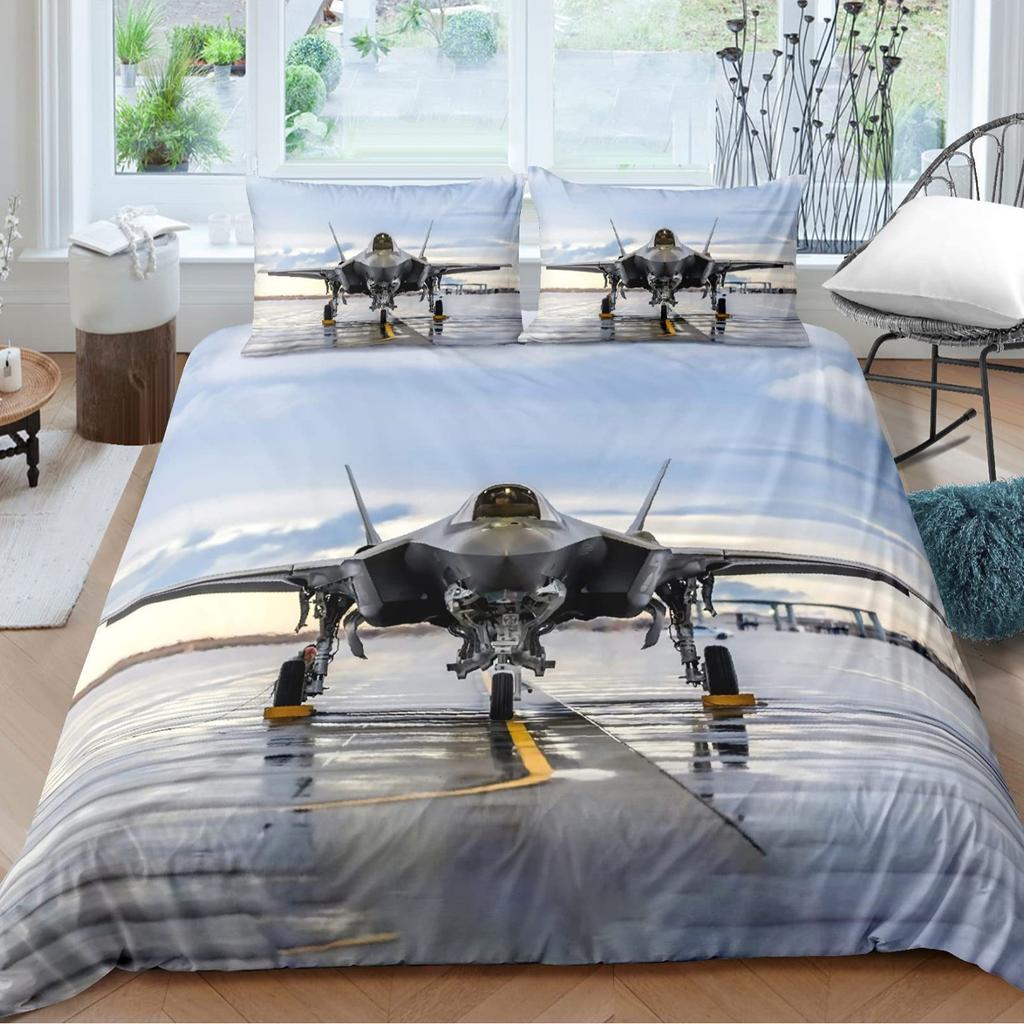 Aircraft 3D Digital Printing Three-Piece Bedding Home Textile Duvet Cover Bedding