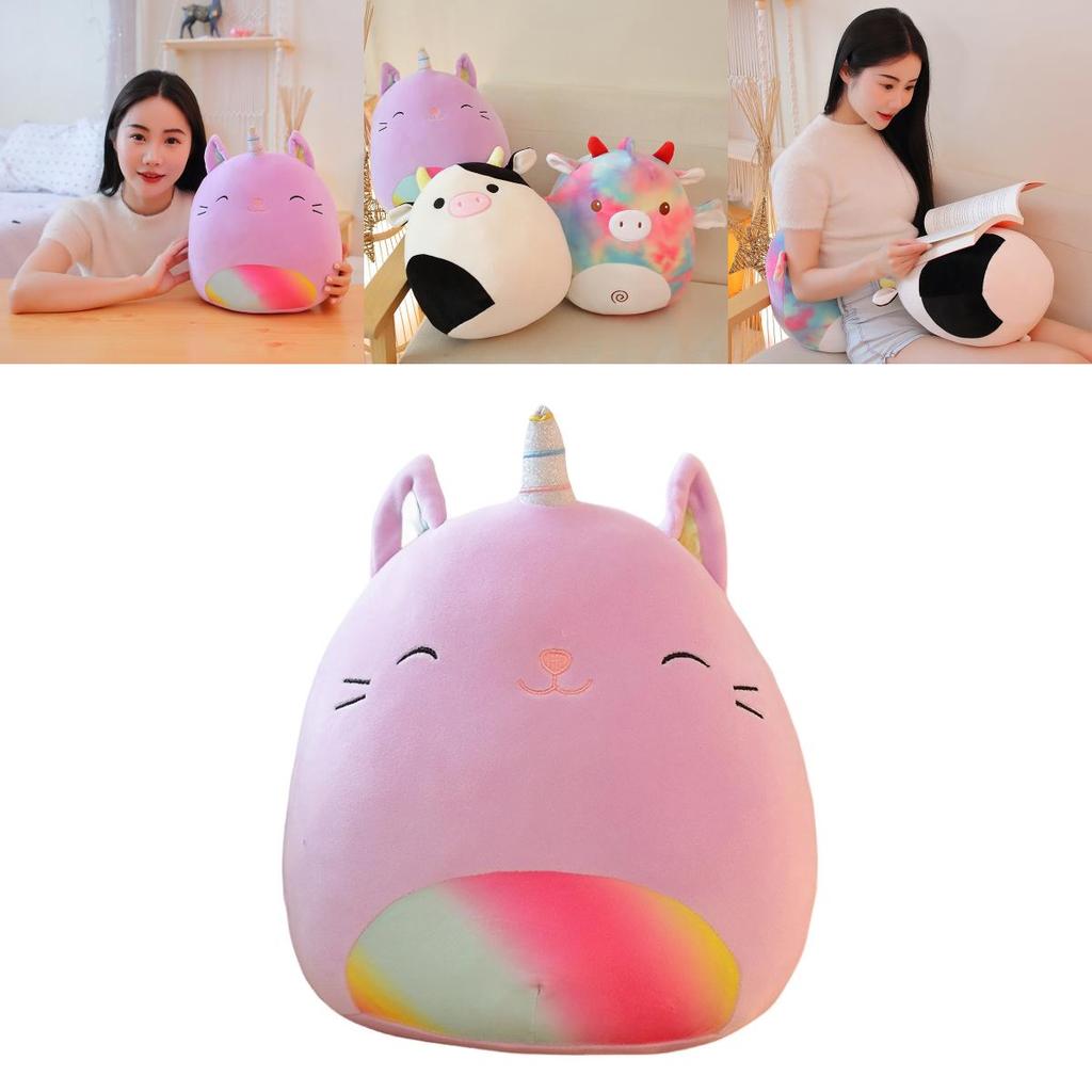 Cute Unicorn Plush Toy Bat Pillow For Kids Rainbow Pig Cat Cow And Bat Designs 35cm