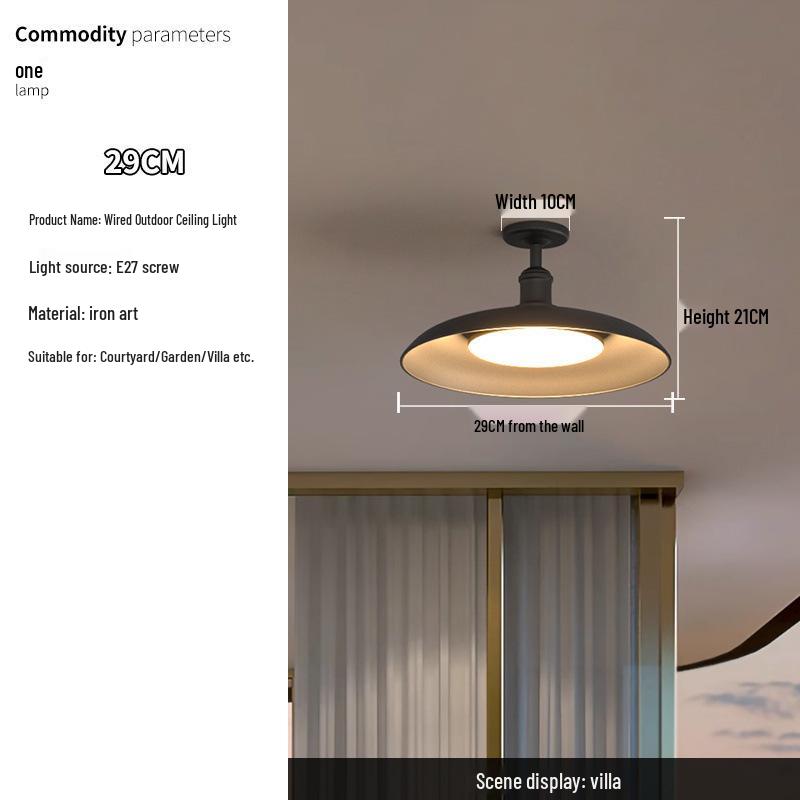 Outdoor Waterproof Industrial Ceiling Light for Entrance, Hall, Porch, or Balcony - New Minimalist Style.