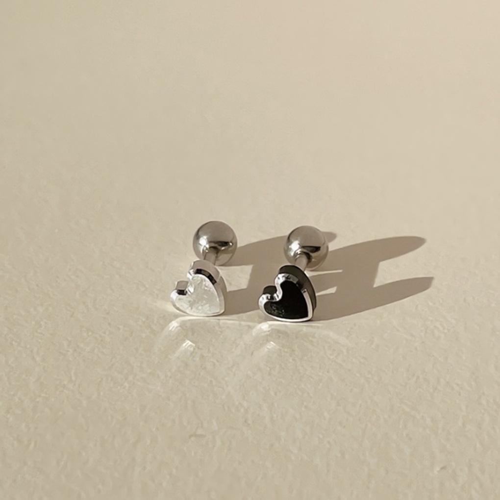 

Women s surgical steel diamond-cut heart piercing black