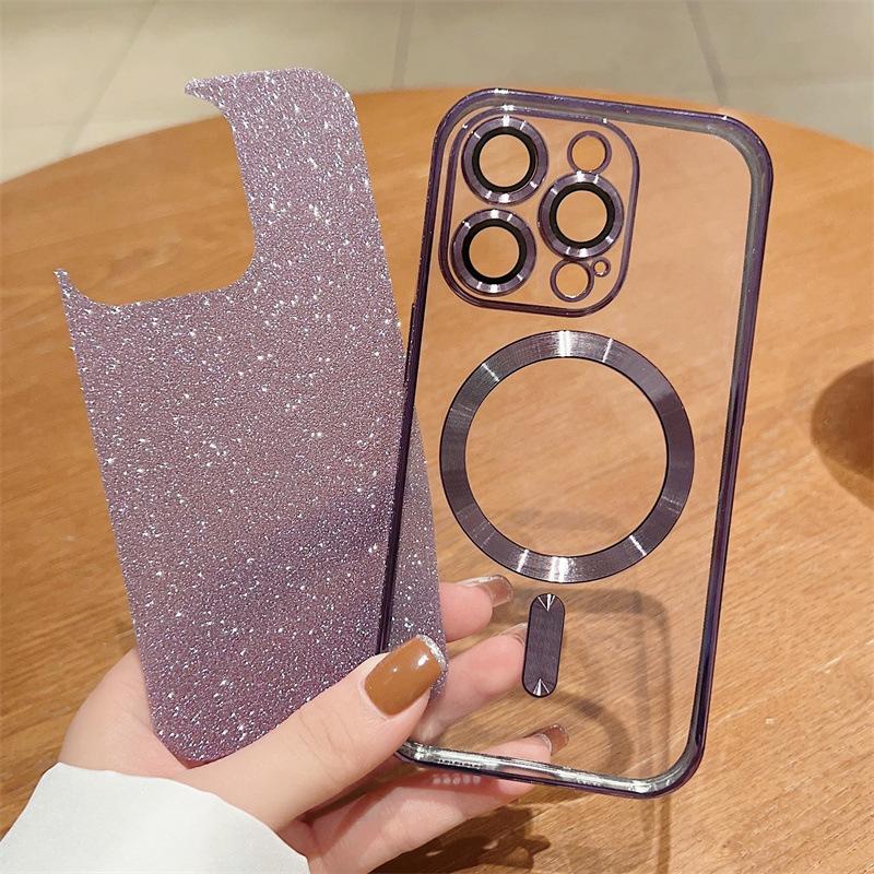 Luxury Electroplate Magsafe Wireless Charge Phone Case For iPhone 15 14 13 12 11 Pro Max XS MAX XR X 8 7 Plus Soft Bumper Glitter Cover