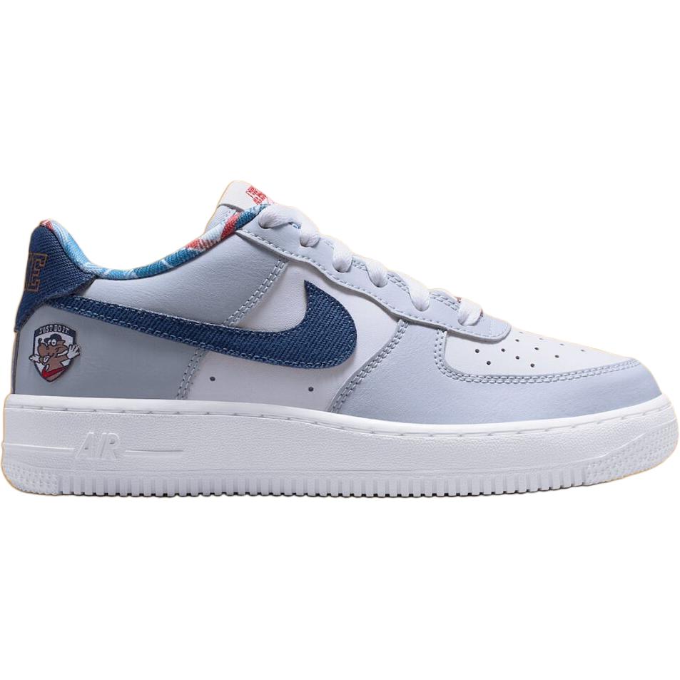 New Nike Air Force 1 Abrasion Resistant Low Top Kids' Skateboarding Shoes White Blue Kids' IH7342-141