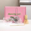 5Pcs Matcha Making Set for Beginners Bamboo Matcha Whisk with Glass Bowl Holder Japanese Tea Ceremony with Powder Sifter Scoop