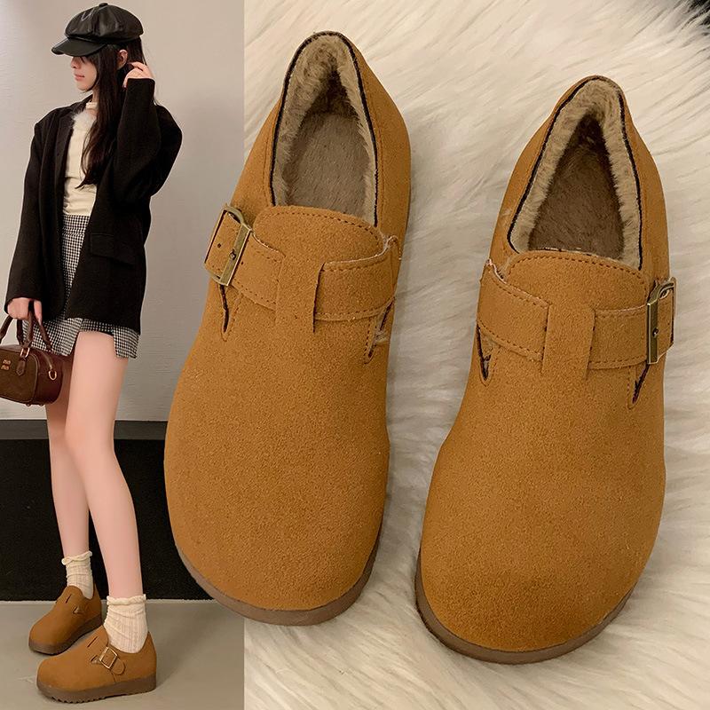Womens Winter Faux Fur Lined Snow Boots Faux Suede Slip on Warm Short Ankle Booties Comfort Walking Shoes for Women Indoor Outdoor House Loafers Shoes