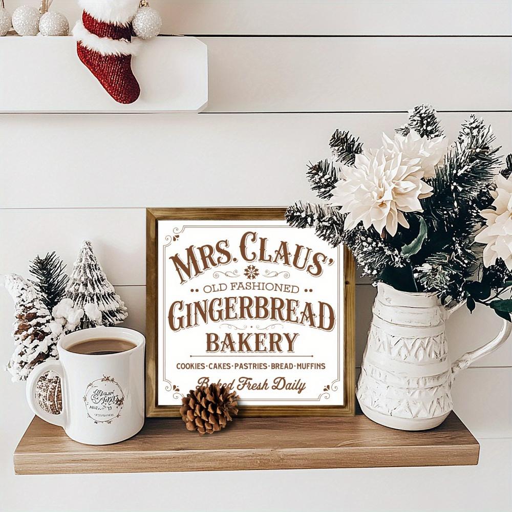 Mrs. Claus Gingerbread Bread Wood Wall Sign-Country Farmhouse Christmas Decoration, Vintage Kitchen Art, Classic Multi-Purpose