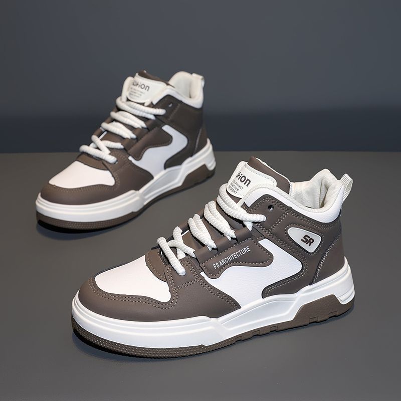 Herren-High-Top-Schuhe Trend Frühling Lederoberfläche Freizeitschuhe Student Sport Trendschuhe