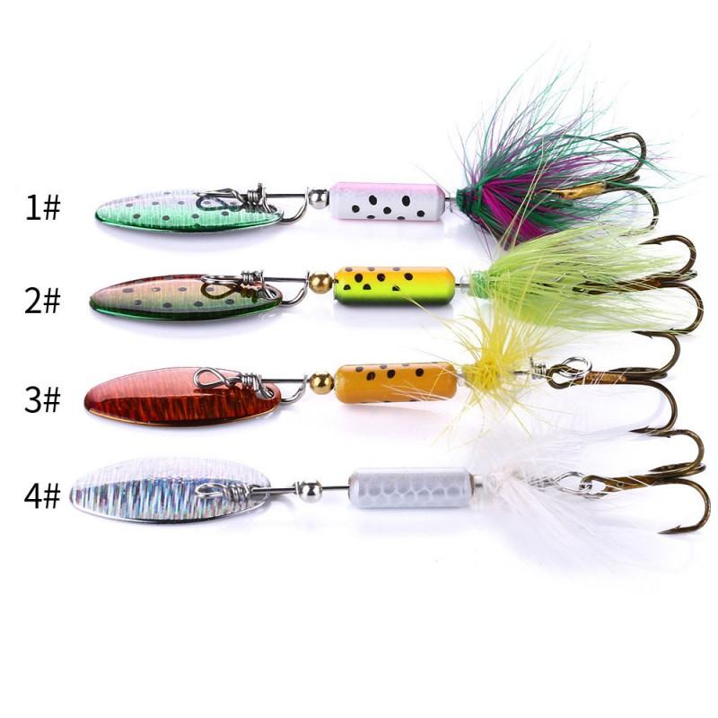 Metal Spinner Fishing Lure With Feather Sequins 3.5g Bass Pike Trout Freshwater Saltwater