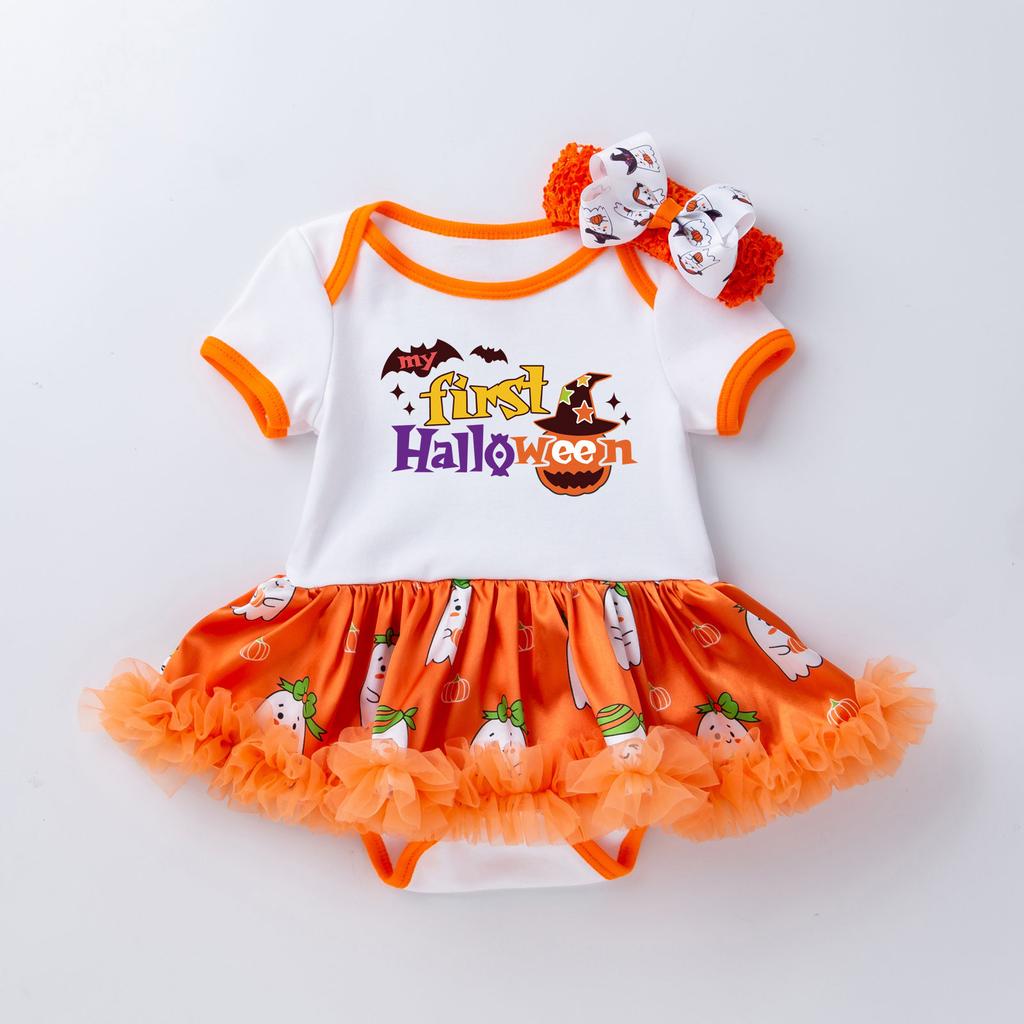 Детские юбки для маленьких девочек, комплект из 2 предметов, комбинезон + повязка на голову, наряды на Хэллоуин