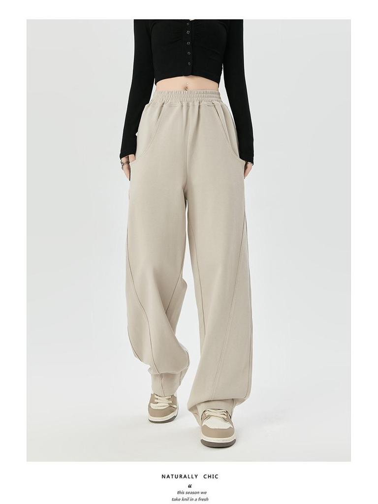 2025 Women's Spring/Autumn Straight Leg Loose Sweatpants - Pear-Shaped, Wide-Leg Casual Banana Pants.