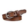 Women'S Belt Thin First Layer Cowhide Casual Hand-Polished Pin Buckle Belt Retro Leather Belt