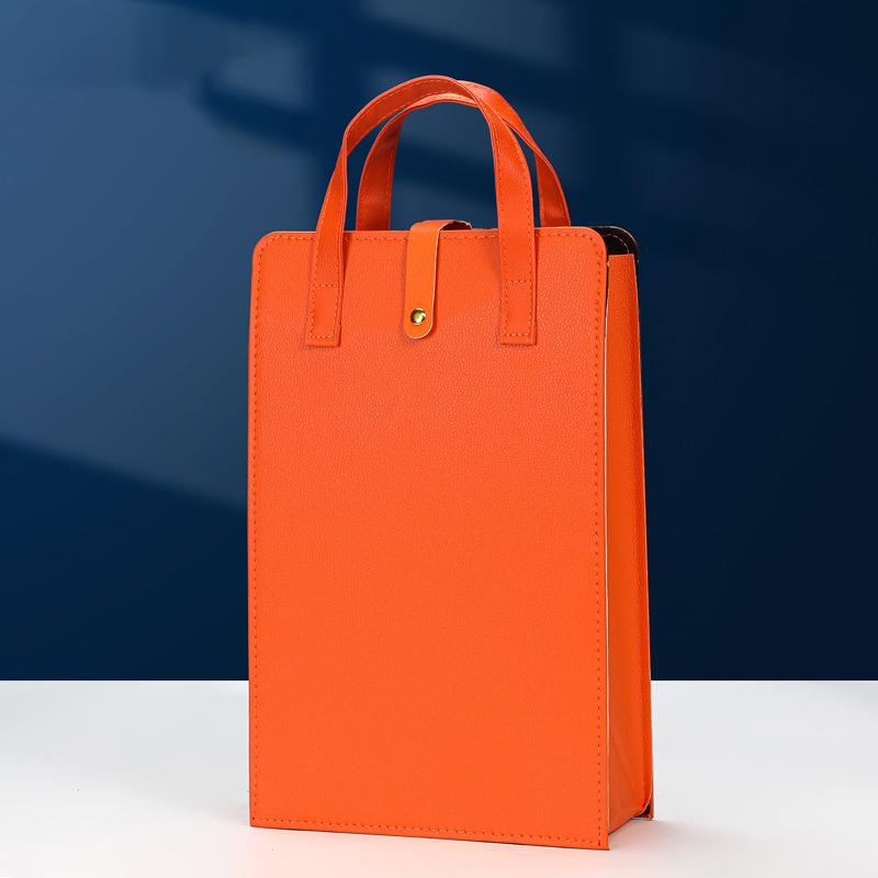 Leather Wine Folding Bag Reusable Wine Carriers Handbag Double Red Wine Gift Box With Handles Champagne Bottle Packaging Boxes