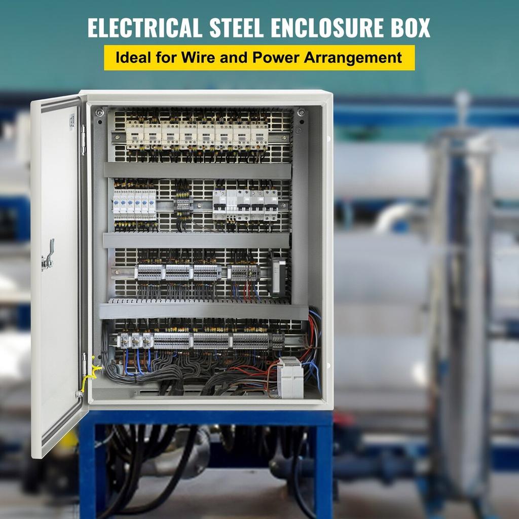 NEMA Steel Enclosure, 20 x 16 x 6\'\' NEMA 4X Steel Electrical Box, IP66 Waterproof & Dustproof, Outdoor/Indoor Electrical Junction Box, with Mounting