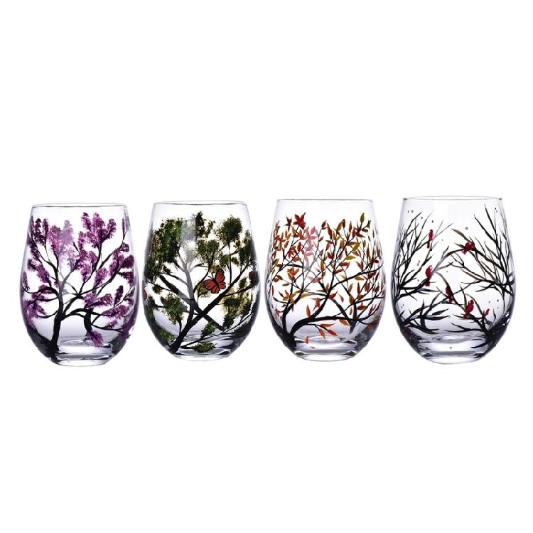 Exquisite Glass Cup Four Seasons Trees Cocktails Cup Durable Glass Material
